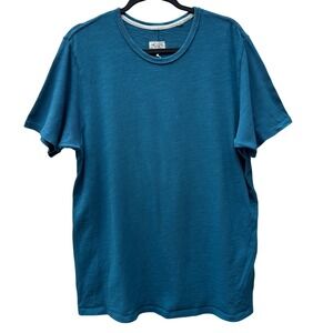 Rag & Bone T Shirt Teal Blue Crew Neck Short Sleeve Slub Cotton Men Large